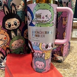 Stanley Quencher H2.0 Tumbler  Labubu with Pink and Cream Design